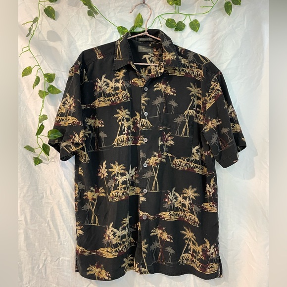 HAWAIIAN PRINT Button Down Silk Shirt - Picture 1 of 5